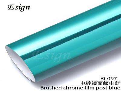 Brushed Chrome Film Post Blue